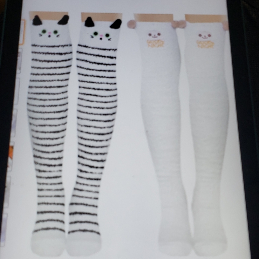 NWT Fuzzy Socks knee High slipper leg warmers